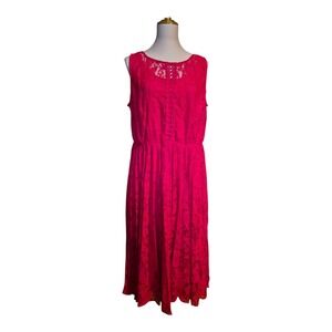 Lane Bryant Women's 18 Sleeveless Lace Fit & Flare Midi Dress Christmas Red NWT